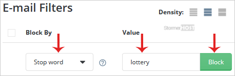 How to block emails containing the Stop word in DirectAdmin